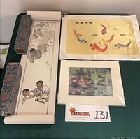 Overall view of three artworks and scroll box
