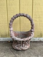 Front view of concrete basket planter
