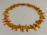 Full view of amber bead necklace laid in a circle