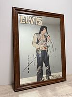 Front view of Elvis mirrored framed art showing image and text