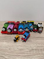 Front view of all locomotives, wagons and minis lined up