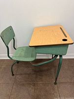 Full view of desk showing frame, seat, and desktop