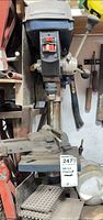 Full view of Mastercraft bench drill press with attached vise