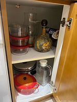 Cabinet view showing all items on two shelves