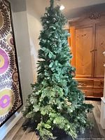 Full view of assembled artificial Christmas tree