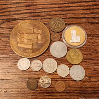 Group shot of all coins to show total contents and relative sizes