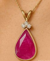 Pendant on model showing size, shape and color