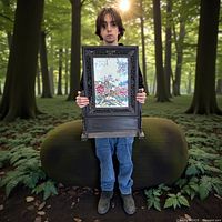 Full view of porcelain panel screen held to show scale