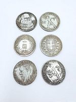 Obverse sides of all six coins