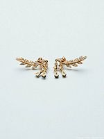 front view of both rhinestone leaf earrings