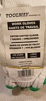 Front of bundled gloves showing label details