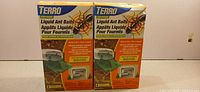 Front view of two Terro Outdoor Liquid Ant Bait boxes
