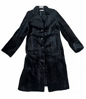 Full view front of black ribbed velvet coat