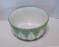 Top view showing white interior and green rim