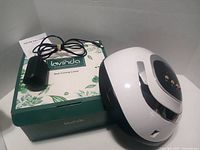 Lamp unit, power adapter, instruction card and box visible together