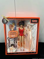 Front of unopened Barbie Collector 50th Anniversary Brunette Bubble Cut Barbie 1962 box