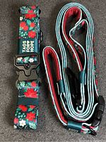 Collar and leash side by side showing pattern and hardware