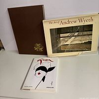 Front view of the three art books showing covers