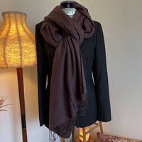 Scarf draped on mannequin showing full length and color