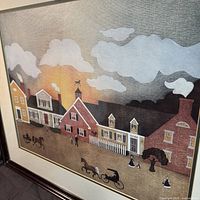 Frontal view of framed print showing entire artwork, mat and frame