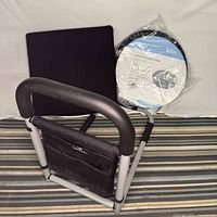 Bed rail, wedge pillow and packaged swivel seat cushion overview