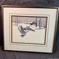 Full view of framed print showing water stain at bottom