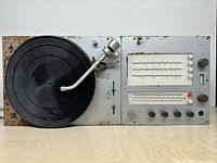 Front view of Braun Audio 310 showing platter, tonearm, control panel