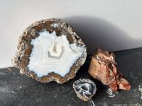 All three mineral specimens together for scale and overview