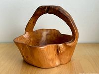 Full view of burl wood bowl basket