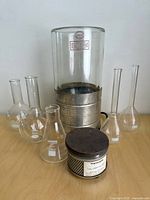 Group shot showing Dewar flask, six flasks and Thermolyne hot plate