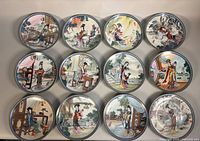 All twelve Imperial Jingdezhen plates displayed front view