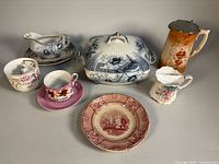 Group shot of all seven porcelain pieces