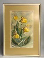 Full view of framed floral watercolour painting