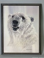 Full view of framed polar bear print