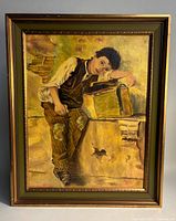 Full view of framed painting showing subject and frame