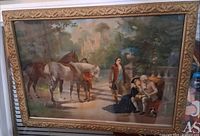 Full view of framed lithograph showing image and frame