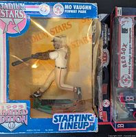 Front of boxed Mo Vaughn Starting Lineup figure and packaged tractor-trailer
