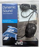 Front of retail box showing JVC branding and headphones inside