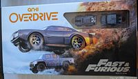 Front of retail box showing Anki Overdrive Fast & Furious Edition with cars displayed
