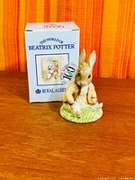 Front view of Benjamin Bunny figurine with box