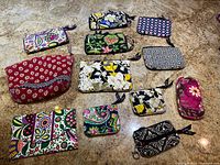 All 12 Vera Bradley quilted cotton accessories displayed