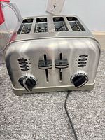 Front view of stainless 4-slice toaster