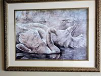 Front view of framed swan print