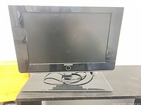 Front view of Samsung TV on stand