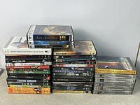 Full lot view showing stacks of DVDs and PC games