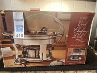 Retail box showing 4.2 Qt Oval Chafing Dish and specifications
