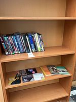 Entire lot on shelving showing DVDs, VHS and books