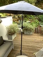 Full view of patio umbrella opened on deck