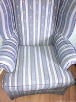 Front view of the upholstered wingback chair seat area