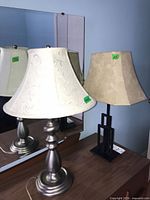 Both lamps side by side showing overall appearance, shades, and finishes